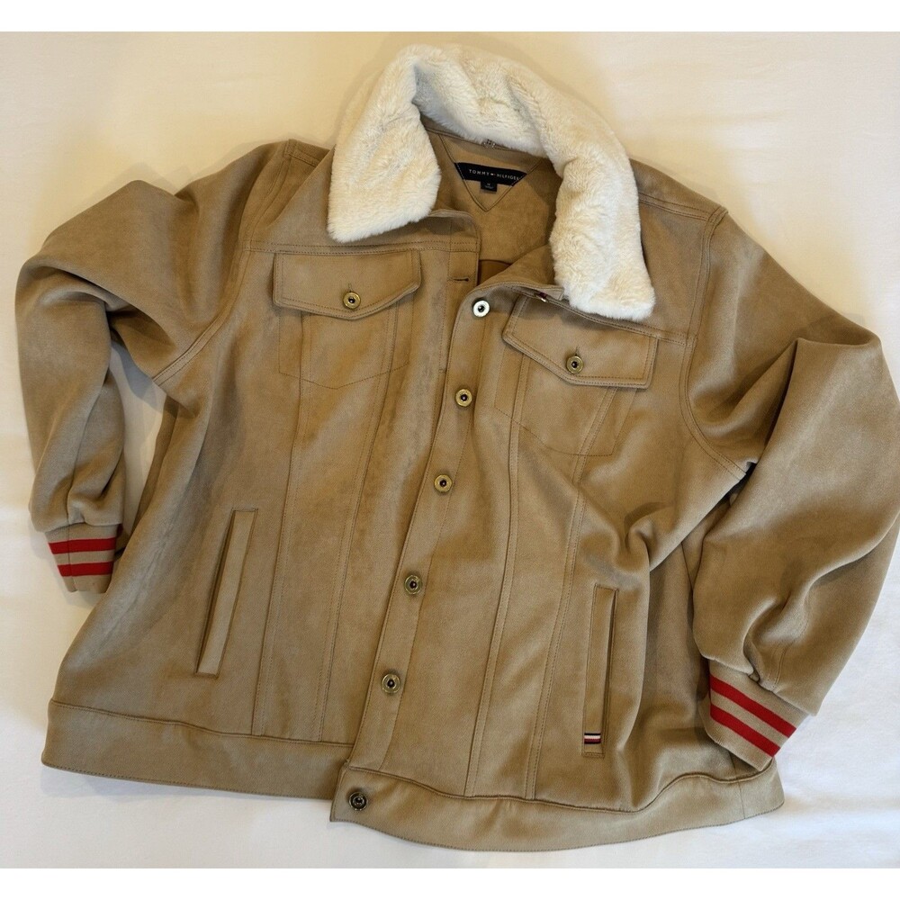 Tommy Hilfiger Suede Fur Jacket Women’s 1x Beige Vintage VTG